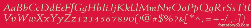 フォントWeissItalicWd – 赤い背景に緑の文字