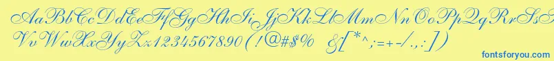 Anastasiascriptc Font – Blue Fonts on Yellow Background