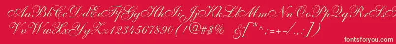 フォントAnastasiascriptc – 赤い背景に緑の文字