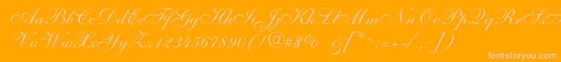 Anastasiascriptc-fontti – vaaleanpunaiset fontit oranssilla taustalla