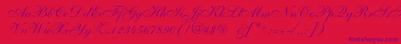 Fonte Anastasiascriptc – fontes roxas em um fundo vermelho