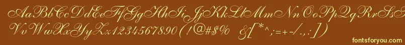 Anastasiascriptc-fontti – keltaiset fontit ruskealla taustalla