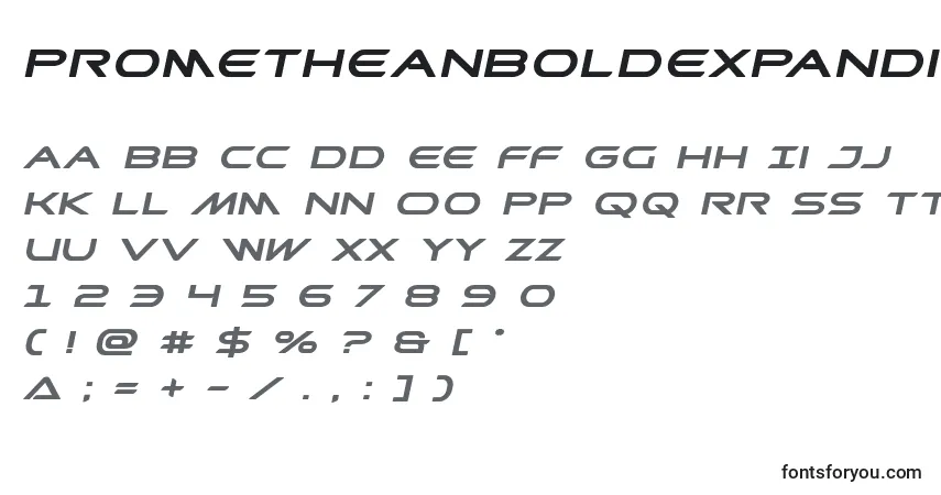 Prometheanboldexpandital Font – alphabet, numbers, special characters