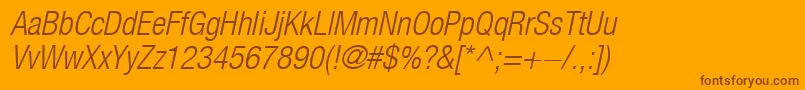 HelveticaLt47LightCondensedOblique Font – Brown Fonts on Orange Background