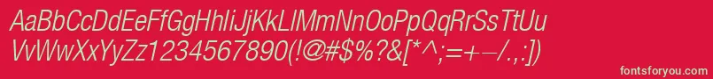 HelveticaLt47LightCondensedOblique Font – Green Fonts on Red Background