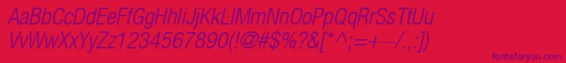 HelveticaLt47LightCondensedOblique Font – Purple Fonts on Red Background