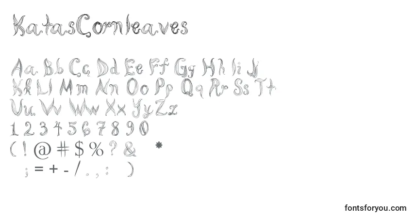 A fonte KatasCornleaves (112424) – alfabeto, números, caracteres especiais