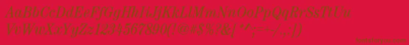 CenturynovaCdBookitalic-Schriftart – Braune Schriften auf rotem Hintergrund