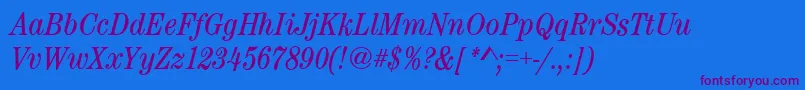 CenturynovaCdBookitalic-Schriftart – Violette Schriften auf blauem Hintergrund