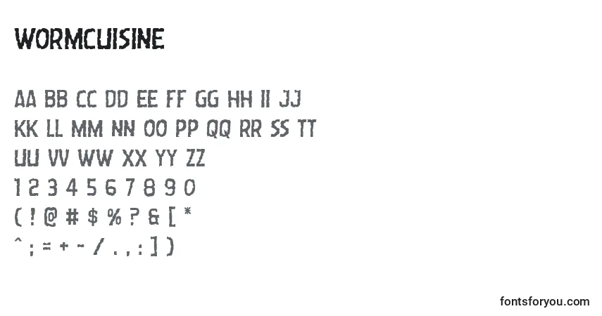 Schriftart Wormcuisine – Alphabet, Zahlen, spezielle Symbole
