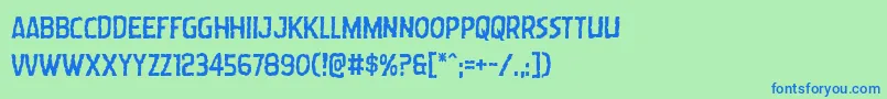 フォントWormcuisine – 青い文字は緑の背景です。