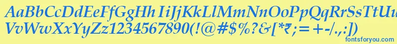 VanielBoldItalic Font – Blue Fonts on Yellow Background