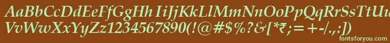 VanielBoldItalic Font – Green Fonts on Brown Background