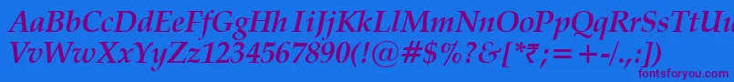 VanielBoldItalic Font – Purple Fonts on Blue Background