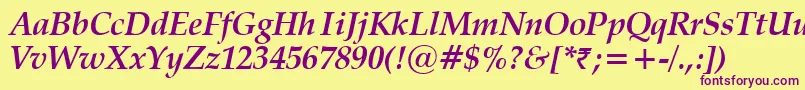 VanielBoldItalic Font – Purple Fonts on Yellow Background