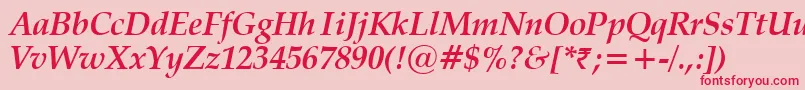 VanielBoldItalic Font – Red Fonts on Pink Background