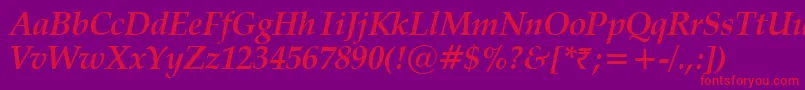 VanielBoldItalic-Schriftart – Rote Schriften auf violettem Hintergrund
