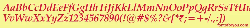 VanielBoldItalic Font – Red Fonts on Yellow Background