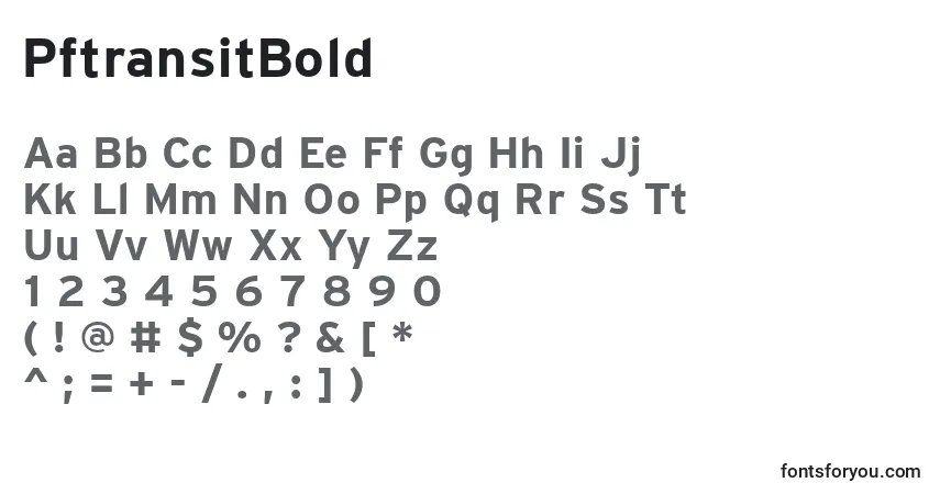 Schriftart PftransitBold – Alphabet, Zahlen, spezielle Symbole