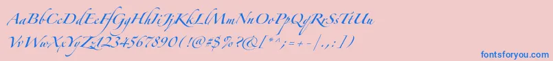 フォントZapfinoforteltpro – ピンクの背景に青い文字