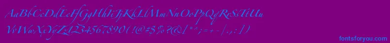 フォントZapfinoforteltpro – 紫色の背景に青い文字