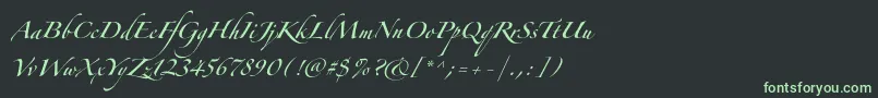 Zapfinoforteltpro-fontti – vihreät fontit mustalla taustalla