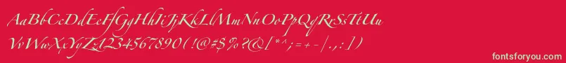 フォントZapfinoforteltpro – 赤い背景に緑の文字