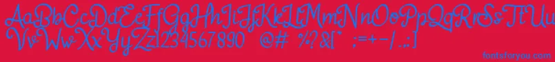 Adelitha Font – Blue Fonts on Red Background