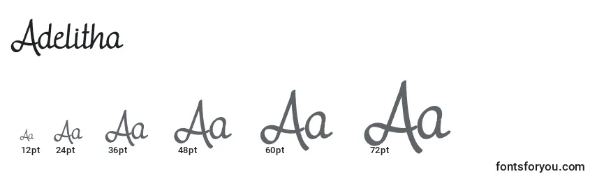 Größen der Schriftart Adelitha (112436)