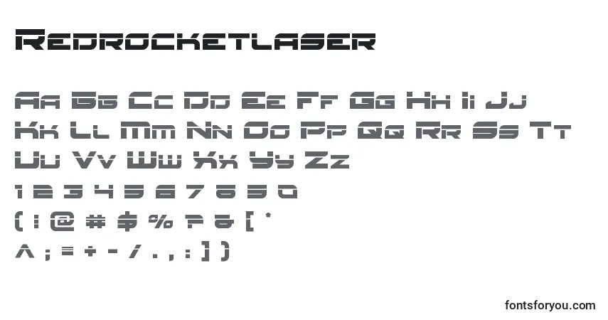 Schriftart Redrocketlaser – Alphabet, Zahlen, spezielle Symbole