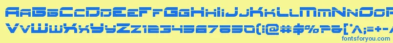 フォントRedrocketlaser – 青い文字が黄色の背景にあります。
