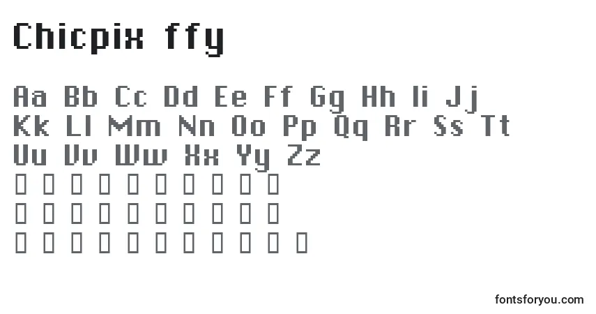 Schriftart Chicpix ffy – Alphabet, Zahlen, spezielle Symbole