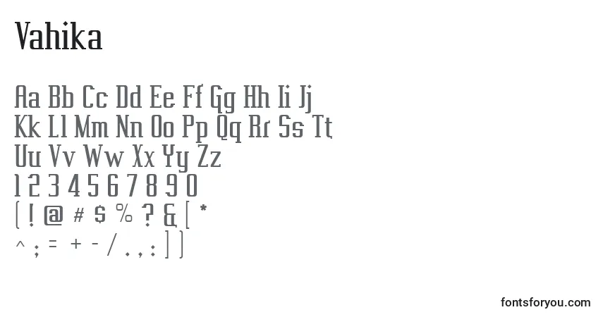 Czcionka Vahika – alfabet, cyfry, specjalne znaki