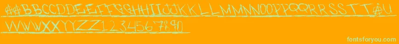 Czcionka PunkKid2 – zielone czcionki na pomarańczowym tle