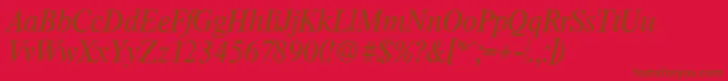 ThamesserialItalic-Schriftart – Braune Schriften auf rotem Hintergrund