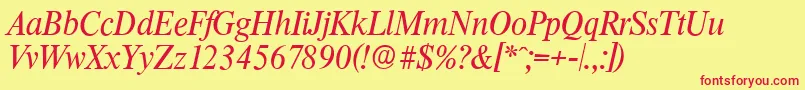 ThamesserialItalic-Schriftart – Rote Schriften auf gelbem Hintergrund