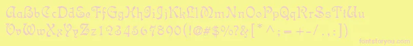 IsabellaDecor-fontti – vaaleanpunaiset fontit keltaisella taustalla