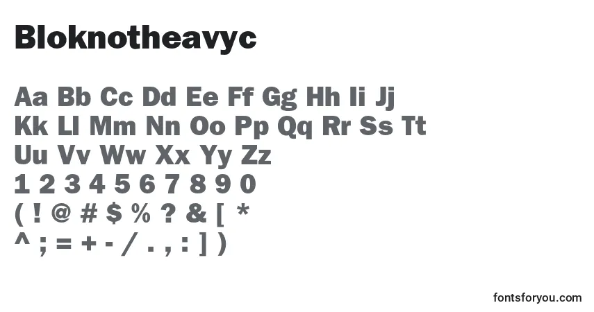 Schriftart Bloknotheavyc – Alphabet, Zahlen, spezielle Symbole