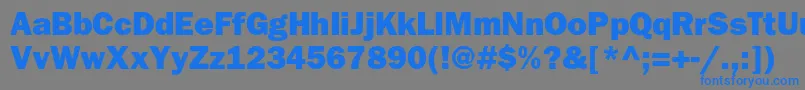 フォントBloknotheavyc – 灰色の背景に青い文字