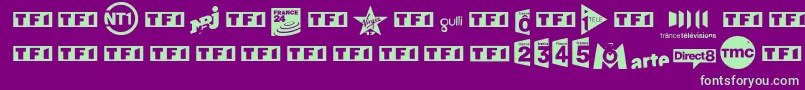 TvFrance Font – Green Fonts on Purple Background