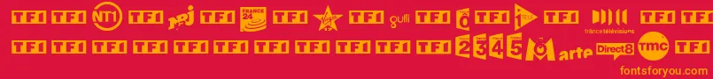 TvFrance Font – Orange Fonts on Red Background