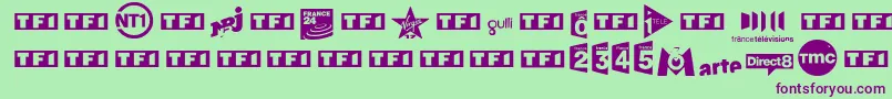 TvFrance Font – Purple Fonts on Green Background