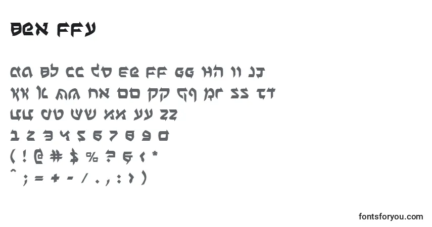 Schriftart Ben ffy – Alphabet, Zahlen, spezielle Symbole