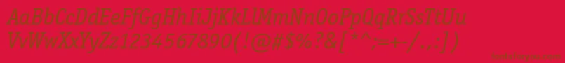 Más sobre la fuente OfficinaSerifItcBookItalic fuente OfficinaSerifItcBookItalic – Fuentes Marrones Sobre Fondo Rojo