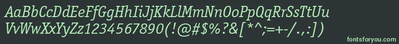 フォントOfficinaSerifItcBookItalic – 黒い背景に緑の文字