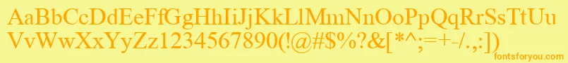 フォントTyr – オレンジの文字が黄色の背景にあります。