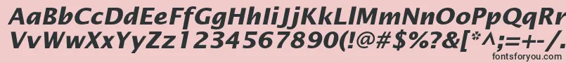 Fonte OfficetypesansBoldItalic – fontes pretas em um fundo rosa