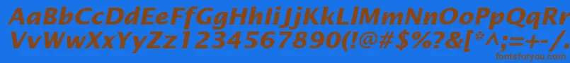 OfficetypesansBoldItalic Font – Brown Fonts on Blue Background