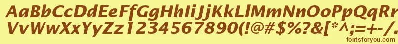 OfficetypesansBoldItalic-fontti – ruskeat fontit keltaisella taustalla