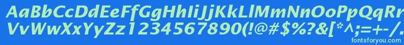 Fonte OfficetypesansBoldItalic – fontes verdes em um fundo azul